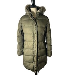 Polo Ralph Lauren Khaki Puffer Jacket with Faux Fur Hood